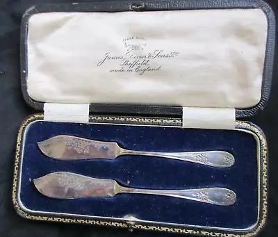 Boxed ANTIQUE Sheffield*JAMES DIXON & Sons *PR BUTTER KNIVES*Hallmark EPNS • $6.29