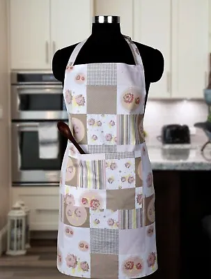 Cotton Check Flower Free Size Apron With Pocket • £10.50