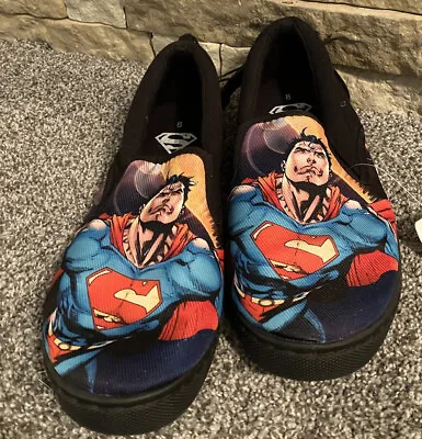 DC COMICS SUPERMAN Men’s Canvas  Sneakers Size 10M Black Slip On NWT • $19