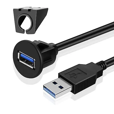 USB 3.0 Flush Mount Cable Extention Cord W/ Buckle For Dashboard Panel 6FT • $14.99