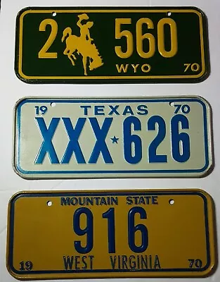 Lot Of (3) Vintage Miniature License Plates Wyoming Texas West Virginia  • $15.95