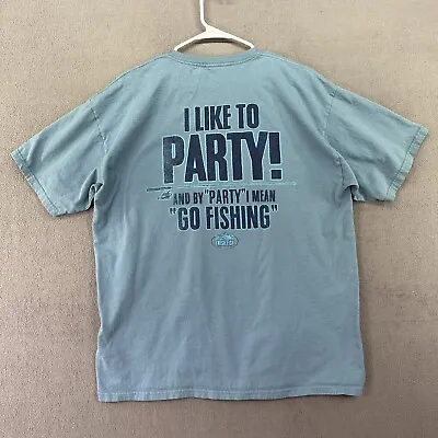 Vintage Shirt Mens Extra Large Blue Party Fishing Outdoor Fish Funny Crew Neck • $7