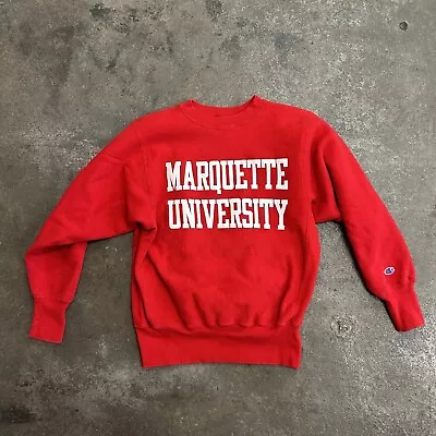 Vintage Marquette University Crewneck Red Champion Reverse Weave Medium  • $70