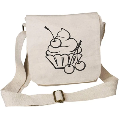 £11.99 • Buy 'Cherry Cupcake' Small Cotton Canvas Messenger Bag (MS00041661)