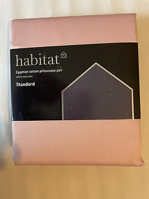 Habitat Egyptian Cotton Standard Pillowcase Pair- 400 Thread Count- Pink- BNWT • £6