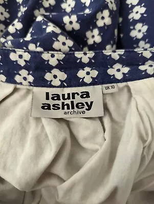 Laura Ashley Archive Cotton Navy White Floral Gathered Skirt. Uk 10 • £19.99