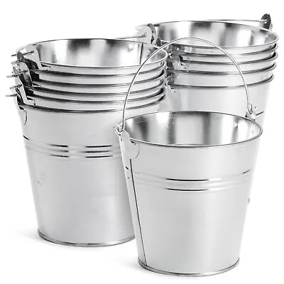 12 Pack Small Tin Pails With Handles Galvanized Metal Buckets For Decor 4.7 In • $23.99