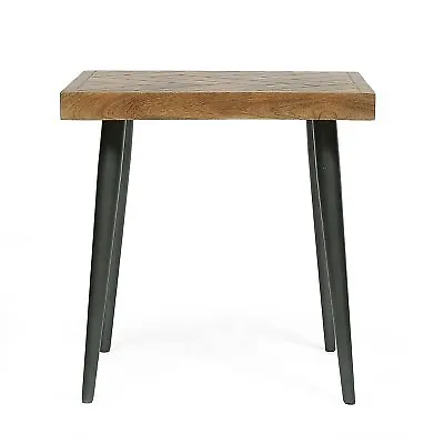 Villard Boho Handcrafted Mango Wood Parquet Side Table Natural Honey/Gray - • $35.99