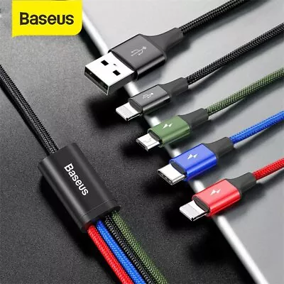 Baseus 4 In 1 Multi USB Charging Cable Fast Charger Cord For IPhone/Type C/Micro • $9.34