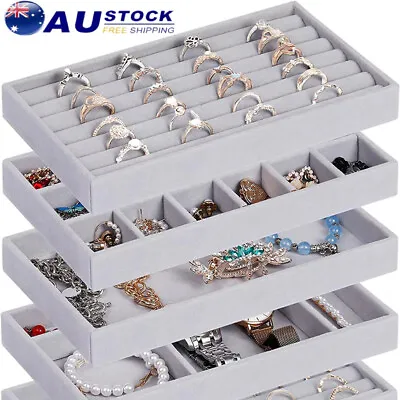 Ring Earrings Bracelet Velvet Organizer Box Jewelry Display Tray Storage Supply • $10.96