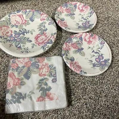 Floral Tea Party Supplies Flower Plates Napkins VTG 1993 Lynn Hollyn Design • $10