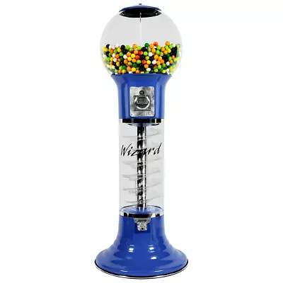 Original Wizard Spiral Gumball Machine Blue Red Track Color 25 Cents Mech • $1199