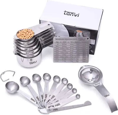 £40.68 • Buy Tanvi 19Pcs Stainless Steel Measuring Cups And Spoons Set For Cooking And Baking