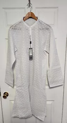 Men's Large White Indian Cotton Handmade White Kurta Pajama Set • $30