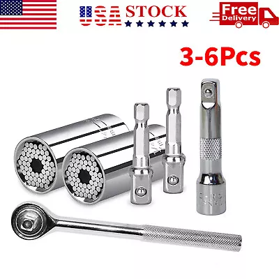 3/4/5/6Pc Socket Wrench Magical Grip Alligator Multi Tool With Drill Adapter USA • $15.99