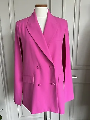 Zara Womens Pink Collared Mid Length Long Sleeve Blazer Cape Sz M NWT • $149