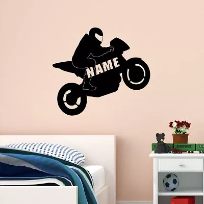 Custom Name Wall Decal Motorcycle Wall Art Street Bike Sticker VWAQ - CS59 • $11.98