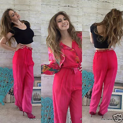 Vera Cristina Ombre Pants Blouse Vintage Size 8 Hot Pink Florals • $29.99