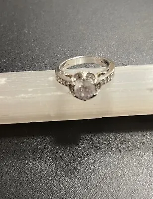 Verragio Diamonique Diamond Scroll Ring Size 7 - 925 Sterling Silver QVC • $62.30
