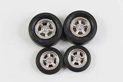 4 Vintage Model Kit Chrome Wheels And Tires 1/24 1/25 Scale Model Parts Bag 36 • $15.14