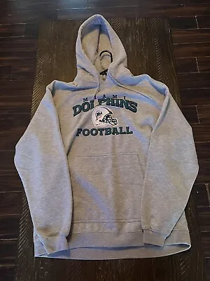 Vintage Miami Dolphins Hoodie Sweatshirt Reebok Large Gray 90s Y2K NFL • $100