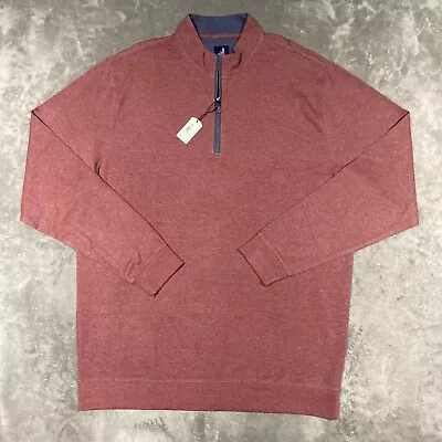 JOHNNIE-O Sweater Men's Size 2XLT Malibu Red Long Sleeve Pullover 1/4 Zip Preppy • $50