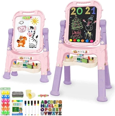 £58 • Buy 4 In 1 Double Sided Art Easel With Magnetic White Board Chalk Gift Pink New