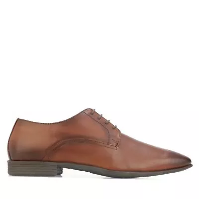 Men's Lambretta Ben Lace Up Leather Upper Derby Shoes In Brown • £32.99