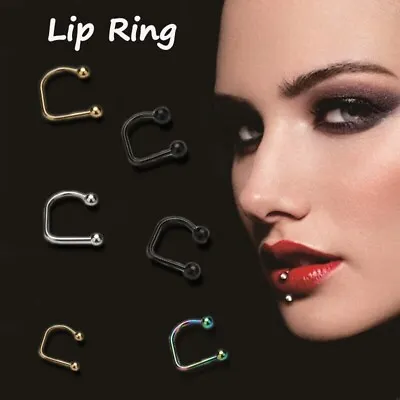 $3.95 • Buy 2Pcs Surgical Steel Ball Top Lip Loop Labret Ring Jewelry Body Piercing Rings S9