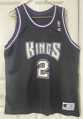 RARE ORIGINAL CHAMPION BLACK SACRAMENTO KINGS MITCH RICHMOND Jersey 48 WOW! • $109.99