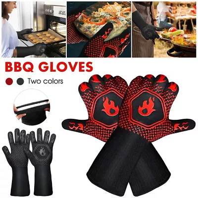 BBQ Gloves 800°C Heat Oven Grill Non-Slip Fireproof Resistant Silicone Kitchen • $6.89