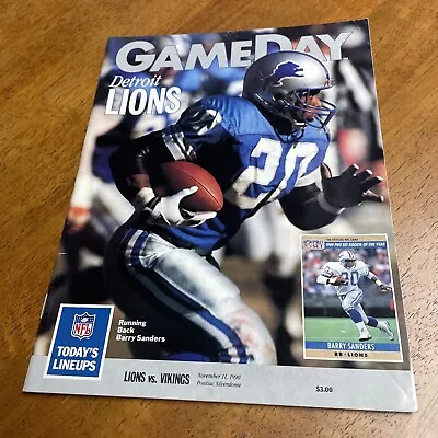 NFL GameDay Program October 7 1990 Vikings Vs Lions Barry Sanders Cover 2nd Yr • $15.99