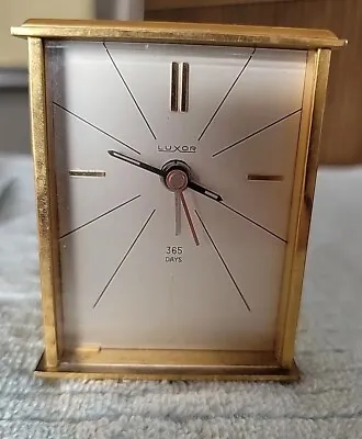 Vintage Swiss Luxor 365 Day Brass Desk/Mantel Quartz Clock Running New Battery • $40