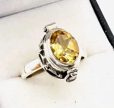 $79.99 • Buy Estate Sterling Silver .75ct CITRINE POISON Ring Opens Size 8 Vintage Jewelry
