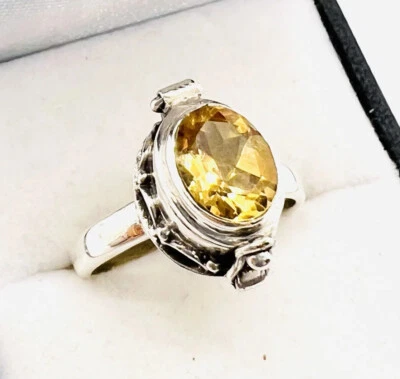 $79.99 • Buy Estate Sterling Silver .75ct CITRINE POISON Ring Opens Size 8 Vintage Jewelry