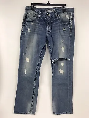 Buckle BKE CARTER STRAIGHT Ripped Distressed Jeans Size 33 R (Measures 34x31) • $29.99