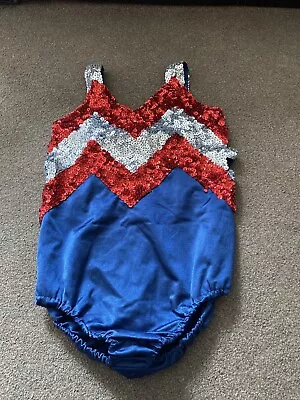 Navy Blue Red Silver Girls  Baton Twirling Costume Age 10-12 Years Majorettes • £4.99