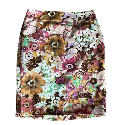 J. Crew Women's Pink Floral Pencil Skirt Above Knee Mini Business Lined Size 2 • $11.25