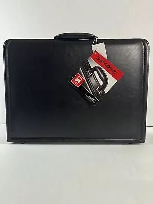Samsonite Leather Computer Laptop Attache Briefcase Expandable 44077-1041 Black • $99.99