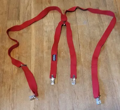 Vintage Patagonia RED Suspenders 1  Wide Adjustable Braces Clip On • $29.99
