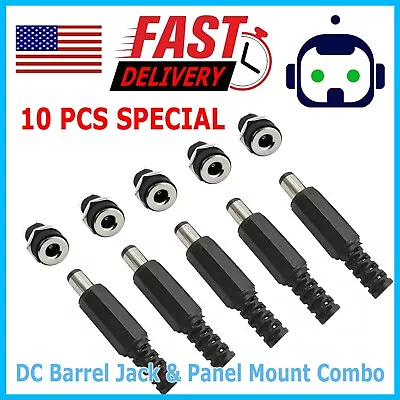 10PC Male Barrel Jack Plug Female Socket Panel Mount DC 12V Power Connectors • $6.49