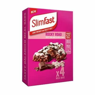 £12.79 • Buy Slim Fast Meal Bars - Rocky Road 4 X 60g Meal Replacement Bars 217Kcal