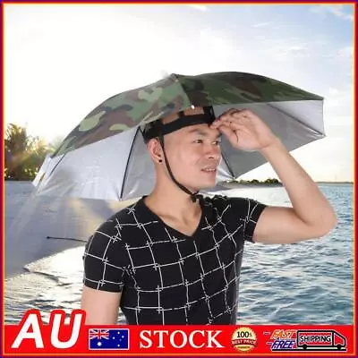 Umbrella Hat Foldable Outdoor Sun Shade Waterproof Camping Headwear Cap • $9.49