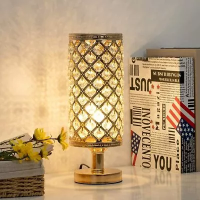 Modern Crystal Table Lamp Classic Stylish Bedside Lamp Gold Bedroom Desk Lamp • $22.99