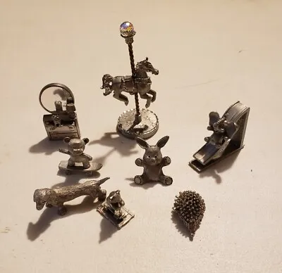 8 Spoontiques Pewter Miniature Figures Animals Lot Bear Rabbit Kitten Dachshund • $50