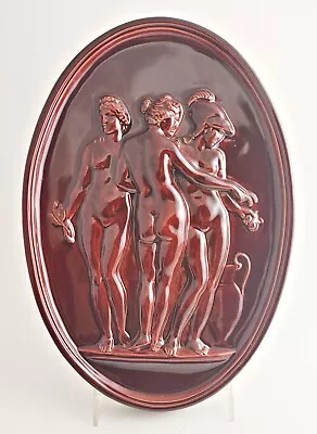 $250 • Buy Zsolnay Dark Red Wall Plaque Three Gracias