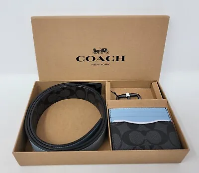 Coach Signature Canvas Colorblock Boxed Card Case & Belt Gift Set C8278 • $145