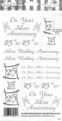 E-Z Rub-On Metallic Transfers (Silver Anniversary) Hobby Crafting - ROY912SV • £2.25