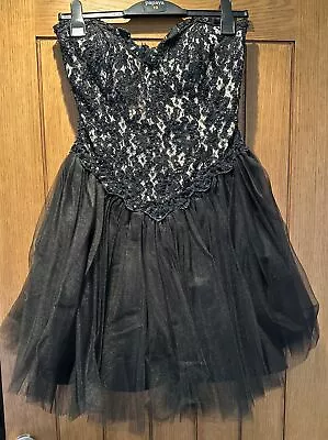 VINTAGE 1980’s BLACK PROM DRESS BY JULIE DUROCHÉ SIZE 10 • £28