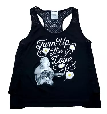 Marilyn Monroe Tank Top Shirt Womens L Black Lace Sleeveless Graphic Love Flower • $11.89